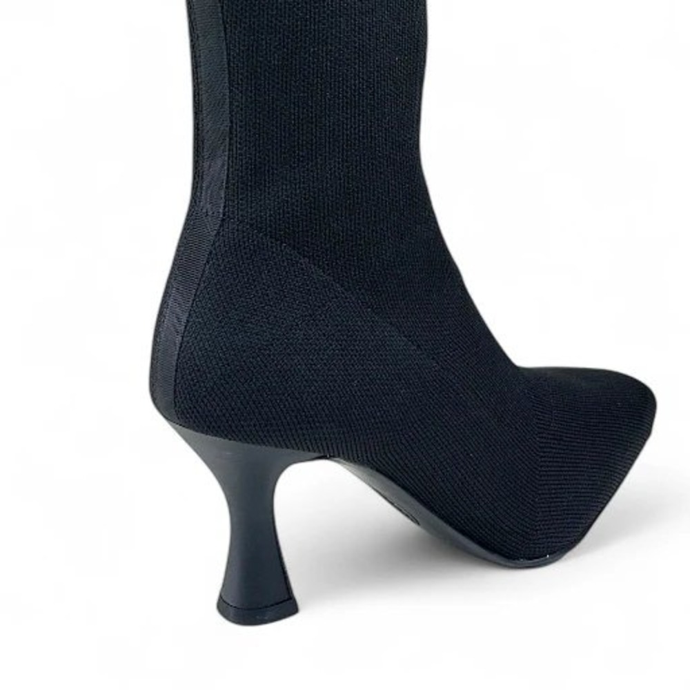 Anne Klein Black Knit Pillar Wm 9.5 Snip‎ Toe 3" Heel Knee High Dress Boots NIB - Picture 4 of 10